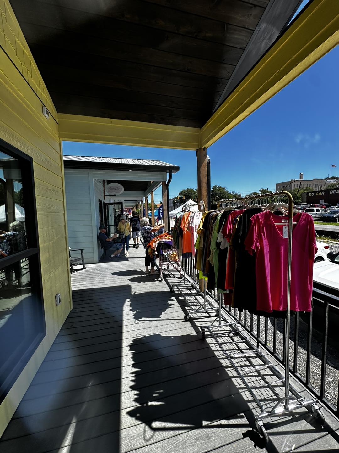 clothing on display at the Railtrail Boardwalk in Shelby, NC